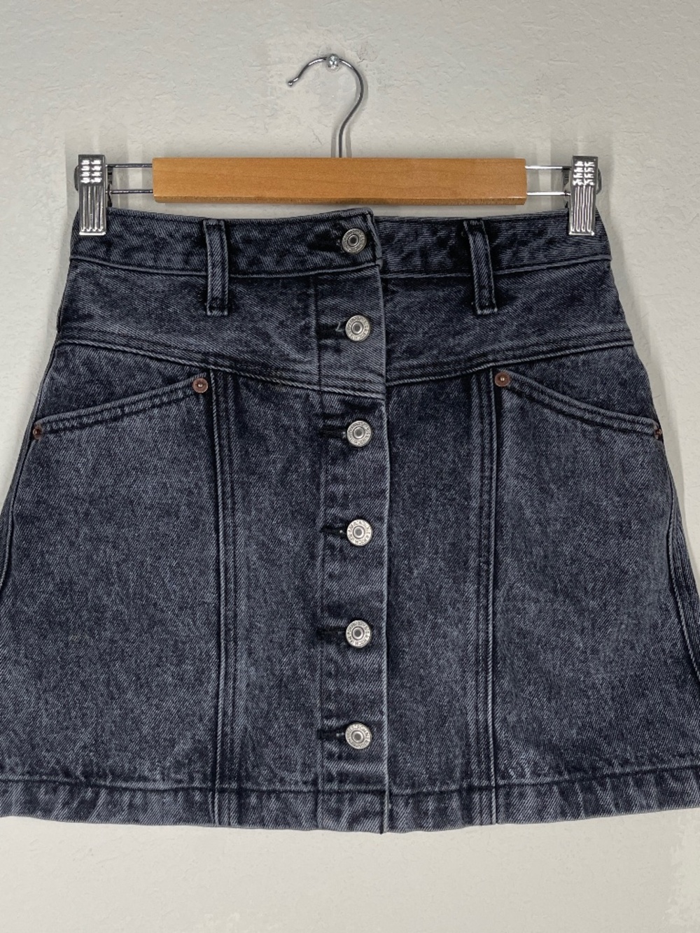 Abercrombie & Fitch Denim Mini Skirt Women's 25 Acid Wash Black